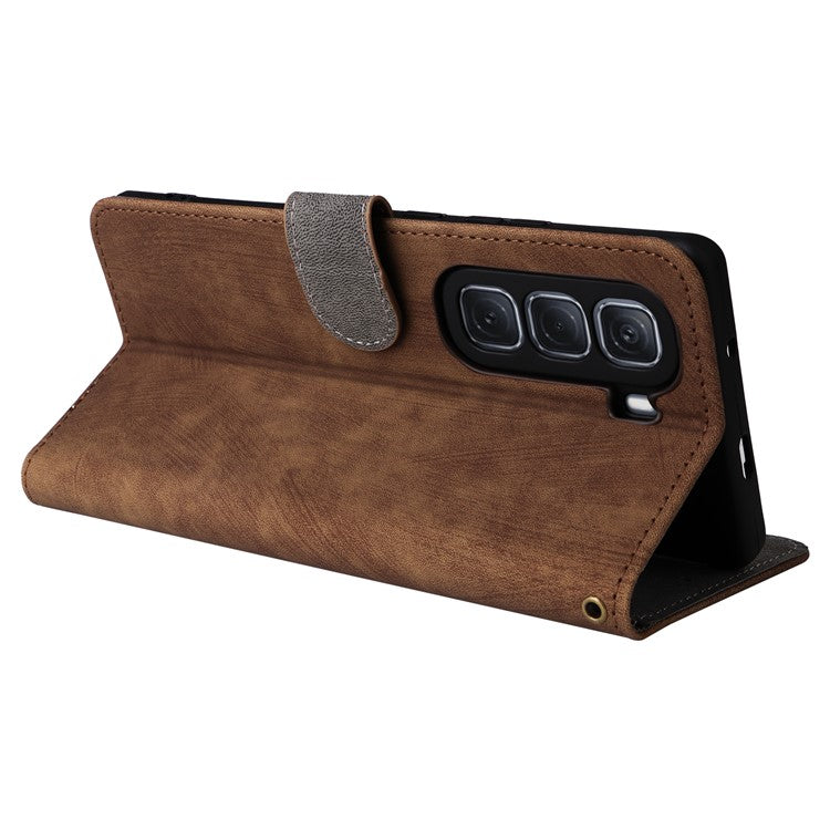 For Infinix Hot 50 Pro+ 4G X6880 Wallet Phone Case RFID Blocking PU Leather Flip Cover Stand View - Brown