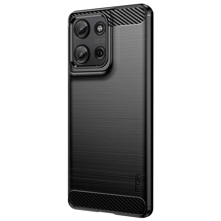 MOFI JK TPU Series-1 For Motorola Moto G75 5G Case Carbon Fiber Texture TPU Soft Phone Cover - Black