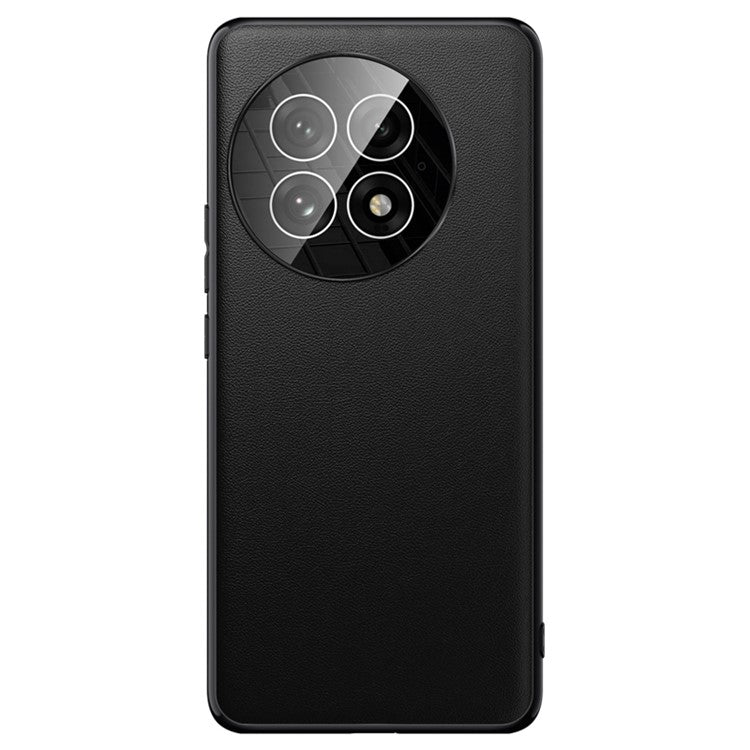 For OnePlus 13 Case Ultra Thin Leather Back Phone Cover with Camera Lens Protector - Black