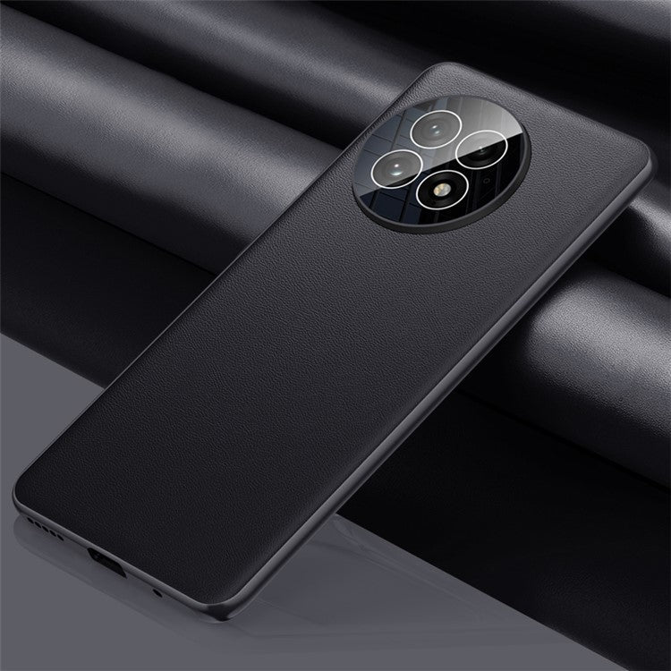 For OnePlus 13 Case Ultra Thin Leather Back Phone Cover with Camera Lens Protector - Black