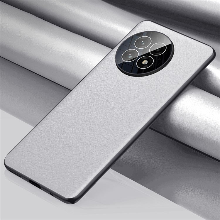 For OnePlus 13 Case Ultra Thin Leather Back Phone Cover with Camera Lens Protector - Grey