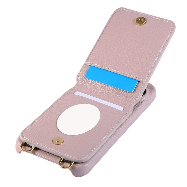 For Google Pixel 9 Case with Card Holder, Shoulder Strap PC+TPU Ring Kickstand Phone Back Cover - Purple