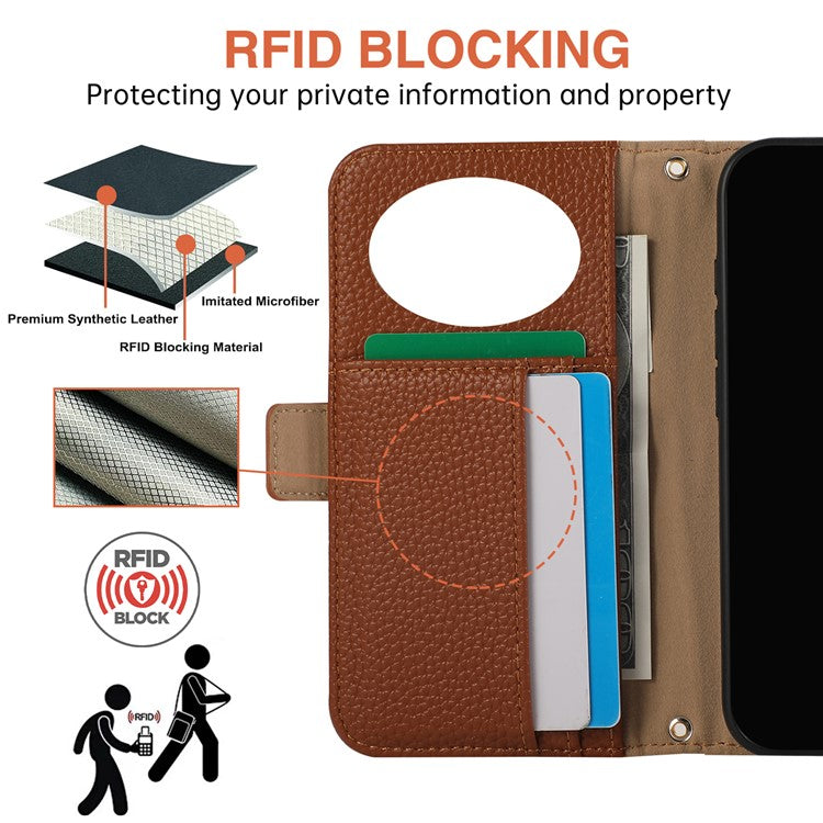 For Google Pixel 8 Pro Wallet Phone Case Shockproof TPU+PU Leather Flip Cover with Mirror, Strap - Brown