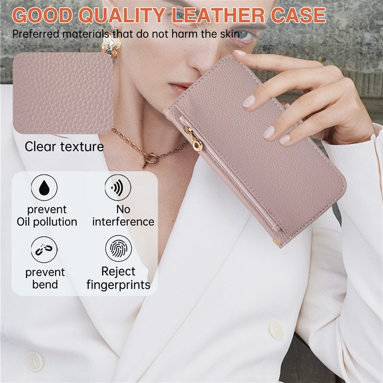 For Google Pixel 8 Pro Wallet Phone Case Shockproof TPU+PU Leather Flip Cover with Mirror, Strap - Purple