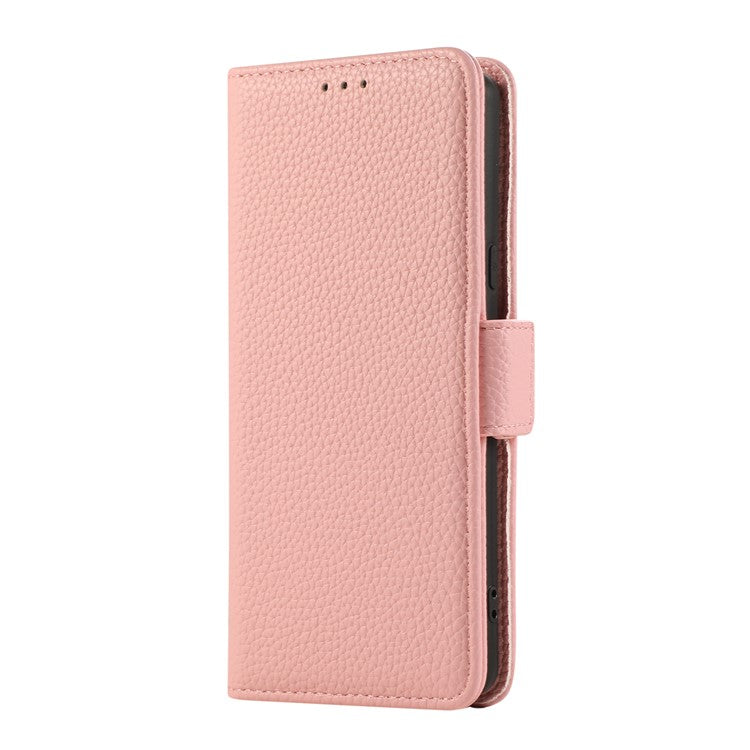 For Google Pixel 7a Leather Case with Card Holder, Straps, Shockproof Wallet Phone Cover - Pink
