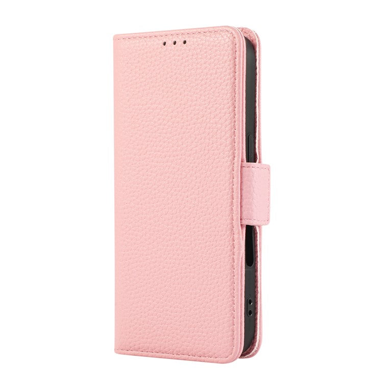 For iPhone 16 Leather Case with Card Holder, Straps, Shockproof Wallet Phone Cover - Pink