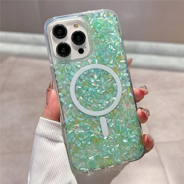 For iPhone 16 Pro Case Compatible with MagSafe Epoxy PC+TPU Shockproof Phone Cover - Cyan