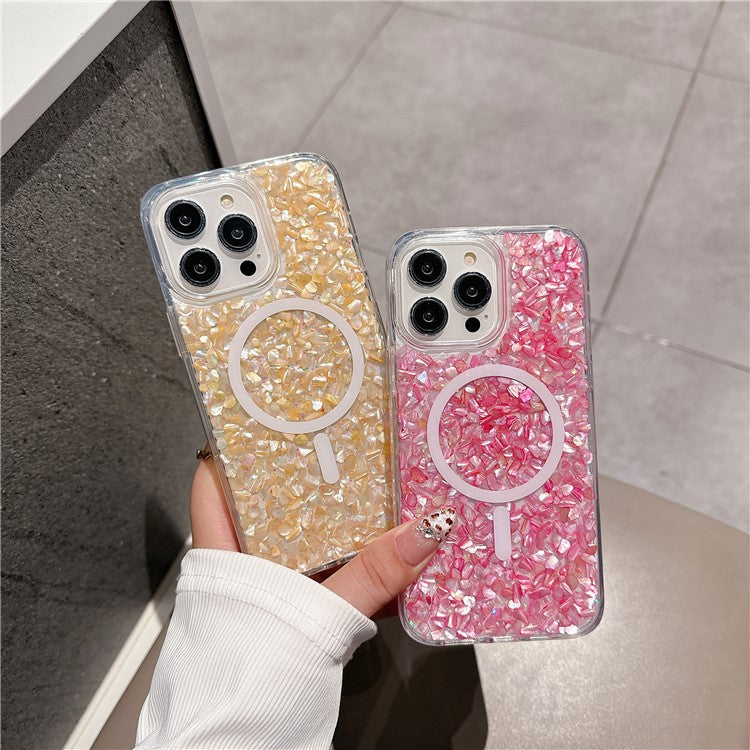 For iPhone 16 Pro Case Compatible with MagSafe Epoxy PC+TPU Shockproof Phone Cover - Cyan