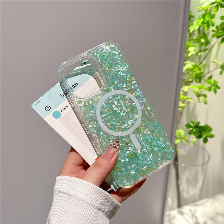 For iPhone 16 Pro Case Compatible with MagSafe Epoxy PC+TPU Shockproof Phone Cover - Cyan