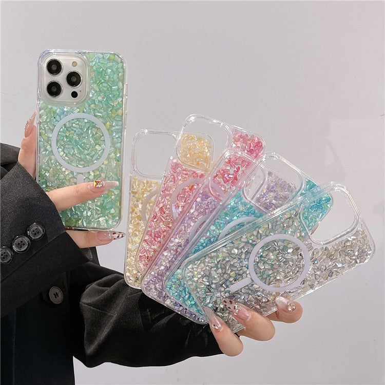 For iPhone 16 Pro Case Compatible with MagSafe Epoxy PC+TPU Shockproof Phone Cover - Cyan