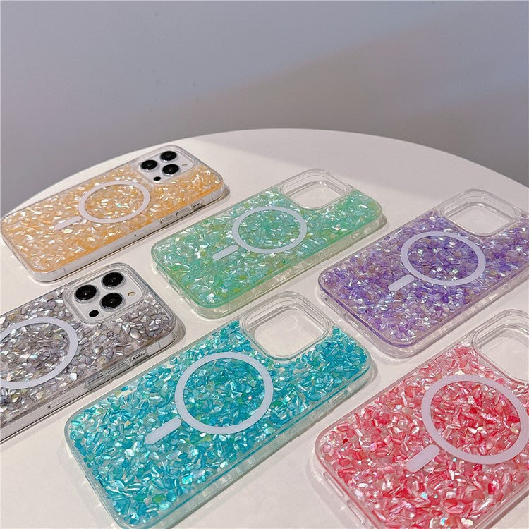 For iPhone 16 Pro Case Compatible with MagSafe Epoxy PC+TPU Shockproof Phone Cover - Cyan