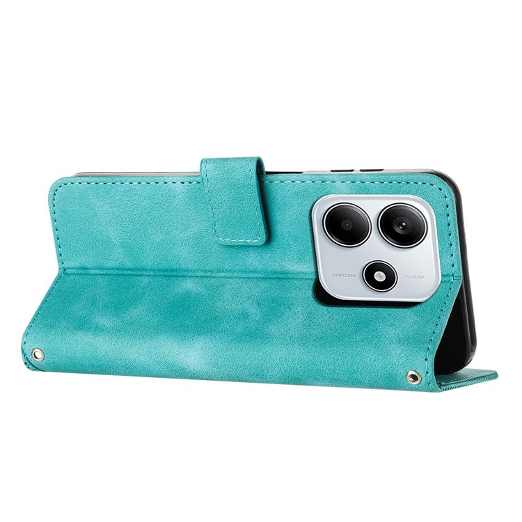 For Xiaomi Redmi Note 14 5G Case Handbag Imprinted Triangle Leather Phone Cover - Green