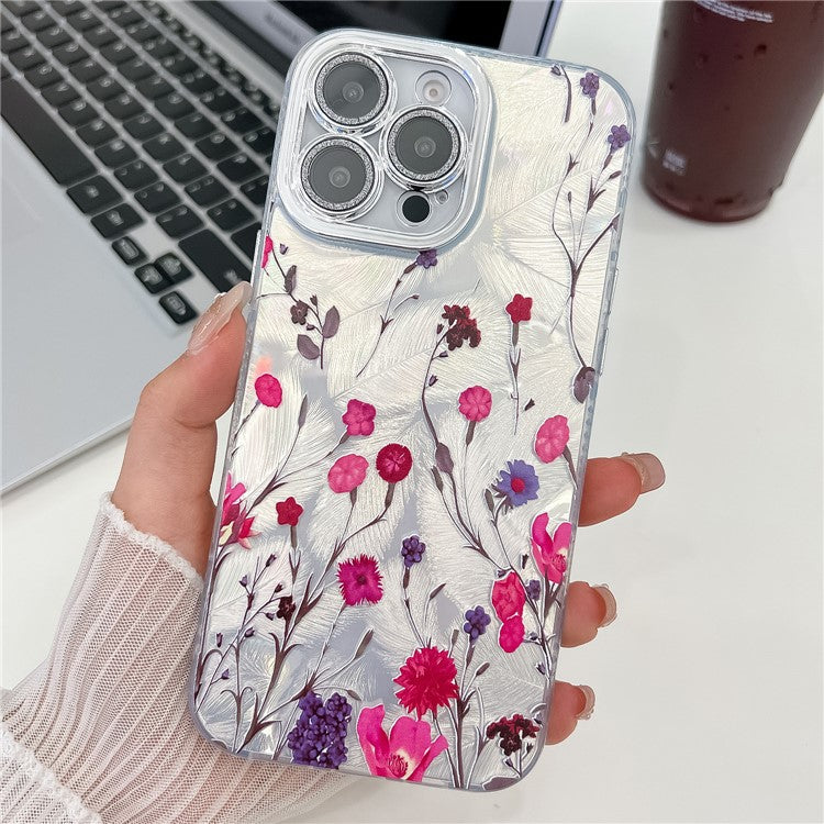 For iPhone 16 Pro Case Electroplated IMD TPU+PC Phone Back Cover with Glass Lens Film - FL7