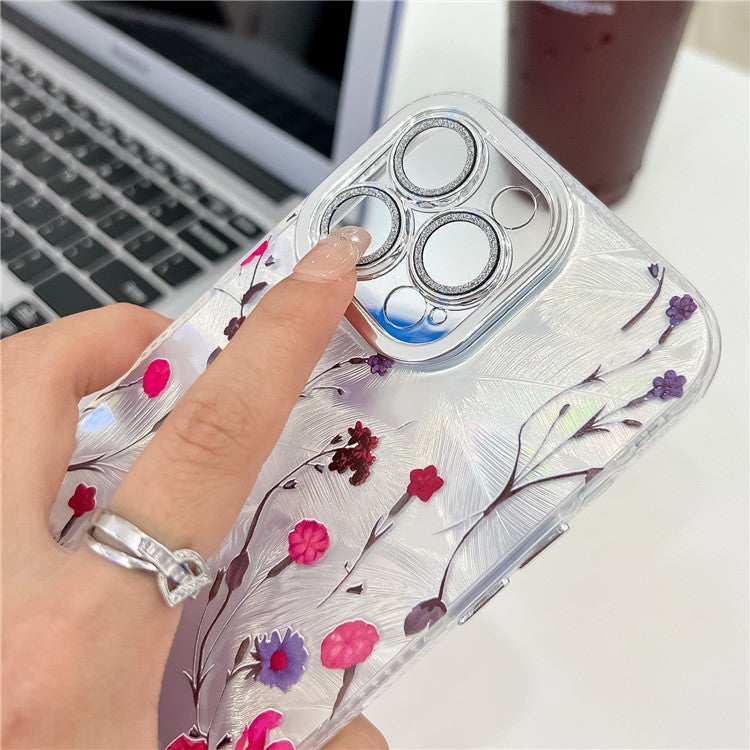 For iPhone 16 Pro Case Electroplated IMD TPU+PC Phone Back Cover with Glass Lens Film - FL7