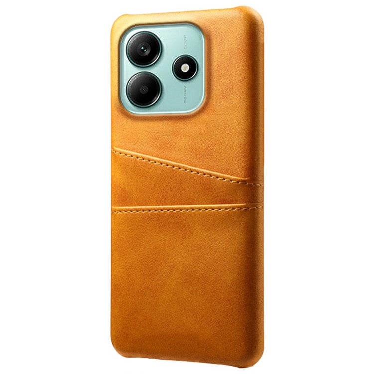 For Xiaomi Redmi Note 14 5G Case Dual Card Slots PU Leather + Hard PC Phone Cover - Orange