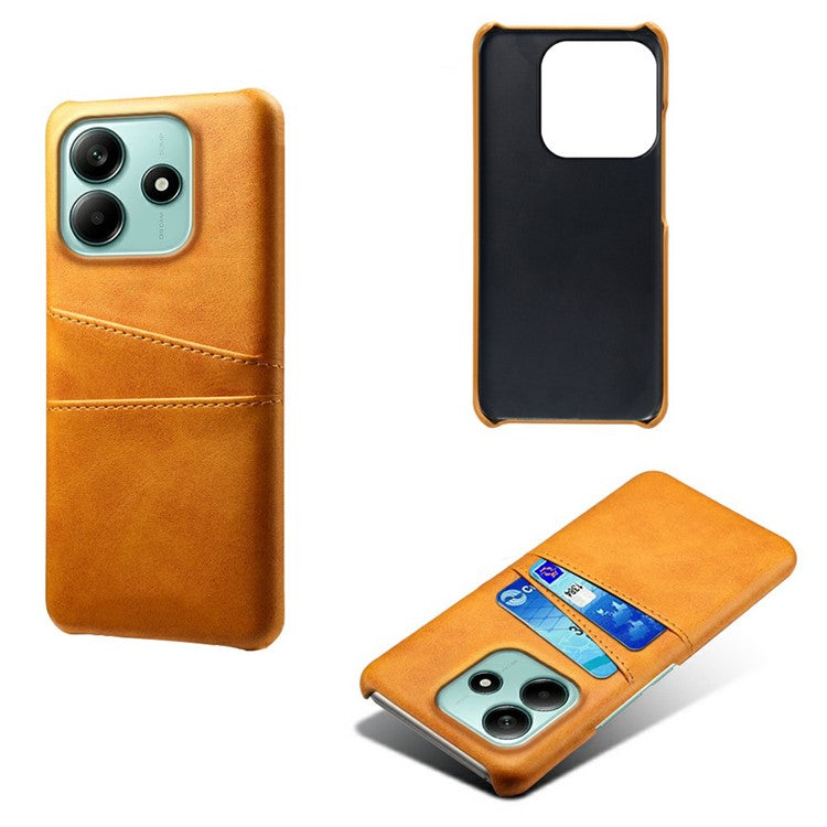 For Xiaomi Redmi Note 14 5G Case Dual Card Slots PU Leather + Hard PC Phone Cover - Orange