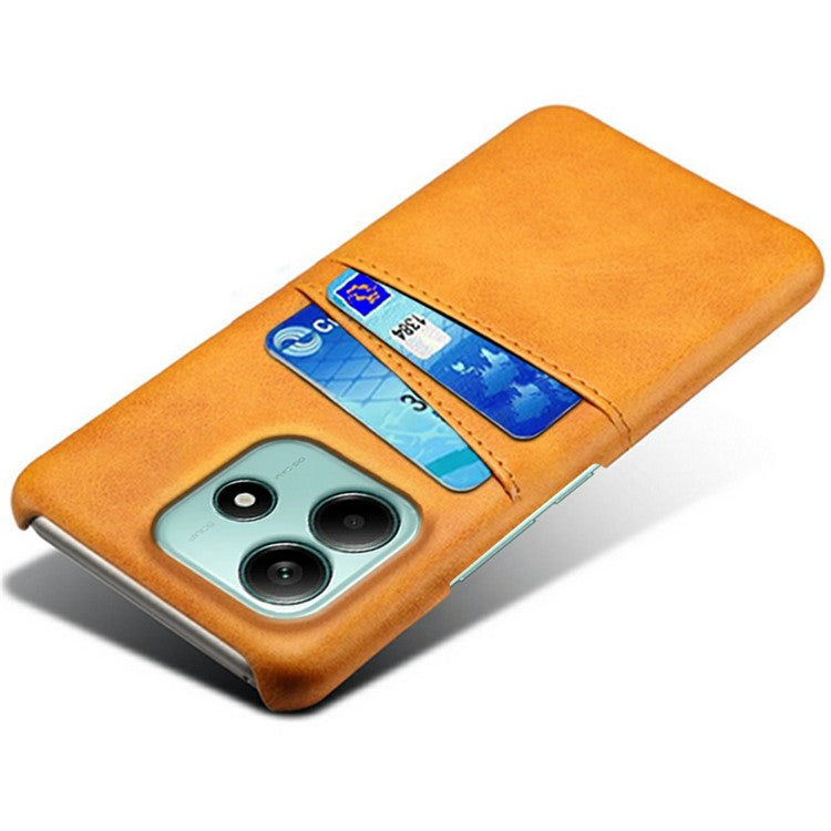 For Xiaomi Redmi Note 14 5G Case Dual Card Slots PU Leather + Hard PC Phone Cover - Orange
