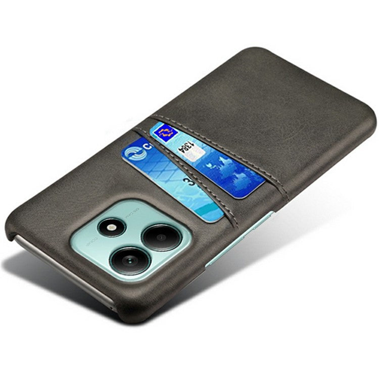 For Xiaomi Redmi Note 14 5G Case Dual Card Slots PU Leather + Hard PC Phone Cover - Black