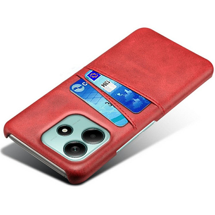 For Xiaomi Redmi Note 14 5G Case Dual Card Slots PU Leather + Hard PC Phone Cover - Red