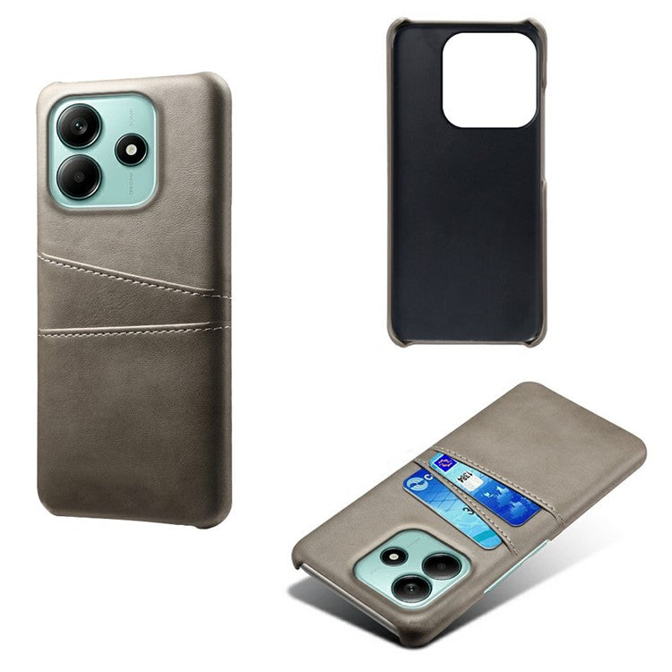 For Xiaomi Redmi Note 14 5G Case Dual Card Slots PU Leather + Hard PC Phone Cover - Grey