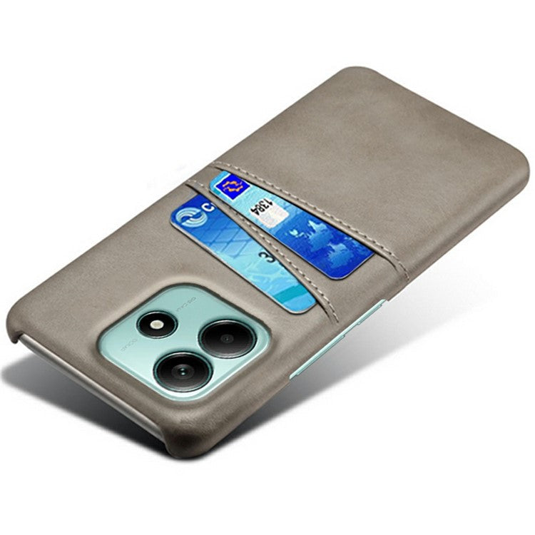 For Xiaomi Redmi Note 14 5G Case Dual Card Slots PU Leather + Hard PC Phone Cover - Grey
