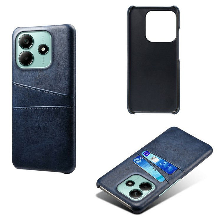 For Xiaomi Redmi Note 14 5G Case Dual Card Slots PU Leather + Hard PC Phone Cover - Blue