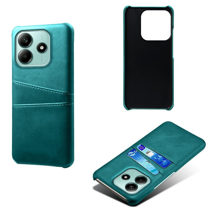 For Xiaomi Redmi Note 14 5G Case Dual Card Slots PU Leather + Hard PC Phone Cover - Green