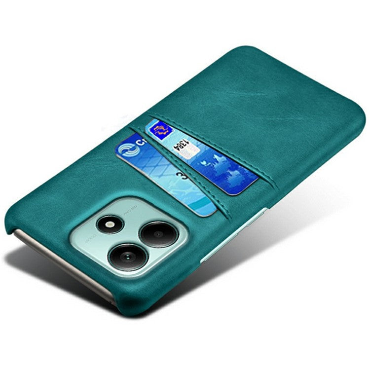 For Xiaomi Redmi Note 14 5G Case Dual Card Slots PU Leather + Hard PC Phone Cover - Green