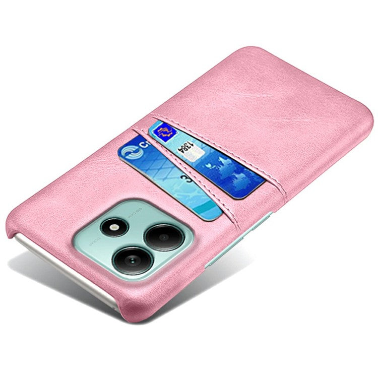 For Xiaomi Redmi Note 14 5G Case Dual Card Slots PU Leather + Hard PC Phone Cover - Rose Gold