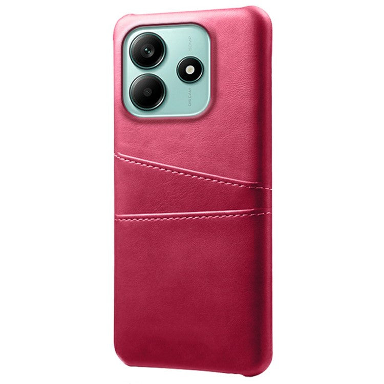 For Xiaomi Redmi Note 14 5G Case Dual Card Slots PU Leather + Hard PC Phone Cover - Rose