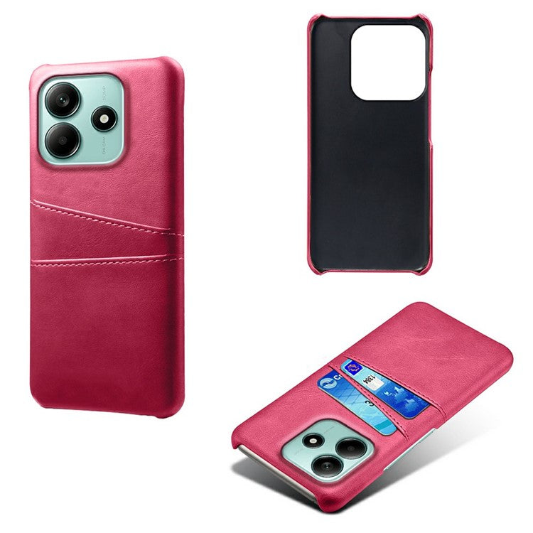 For Xiaomi Redmi Note 14 5G Case Dual Card Slots PU Leather + Hard PC Phone Cover - Rose