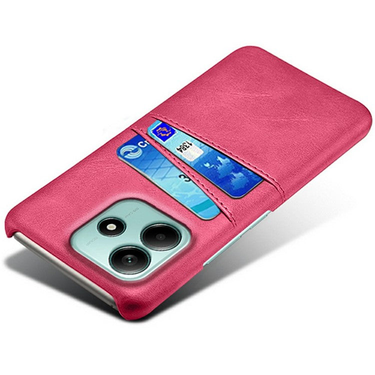 For Xiaomi Redmi Note 14 5G Case Dual Card Slots PU Leather + Hard PC Phone Cover - Rose