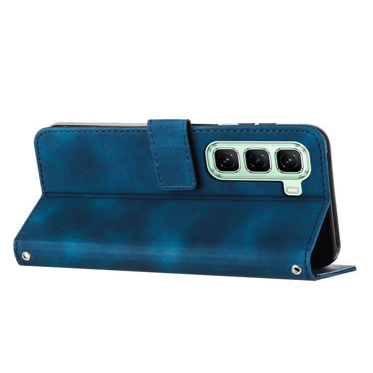 For Infinix Hot 50 4G Case Handbag Imprinted Triangle Leather Phone Cover - Sapphire