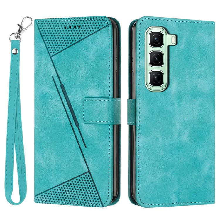 For Infinix Hot 50 4G Case Handbag Imprinted Triangle Leather Phone Cover - Green