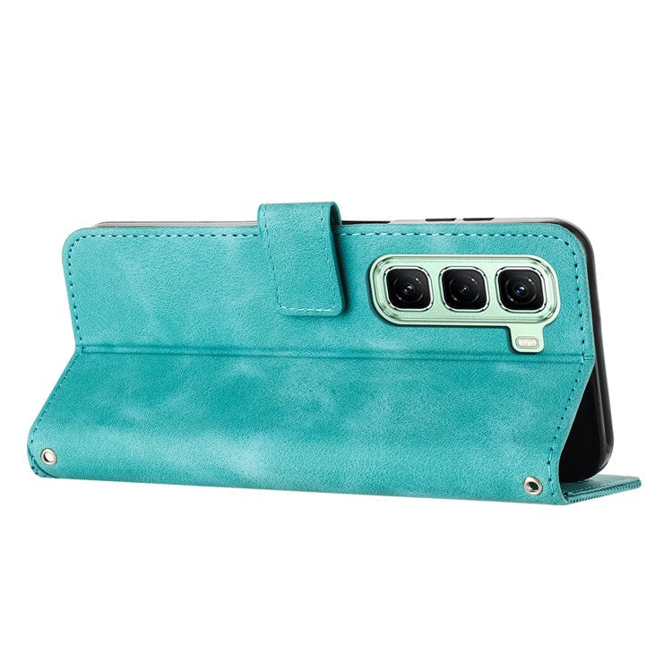 For Infinix Hot 50 4G Case Handbag Imprinted Triangle Leather Phone Cover - Green