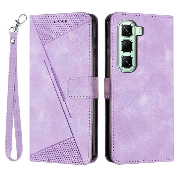 For Infinix Hot 50 4G Case Handbag Imprinted Triangle Leather Phone Cover - Purple