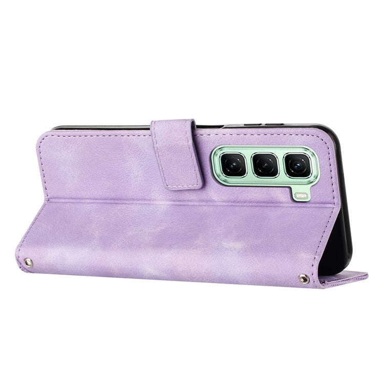 For Infinix Hot 50 4G Case Handbag Imprinted Triangle Leather Phone Cover - Purple