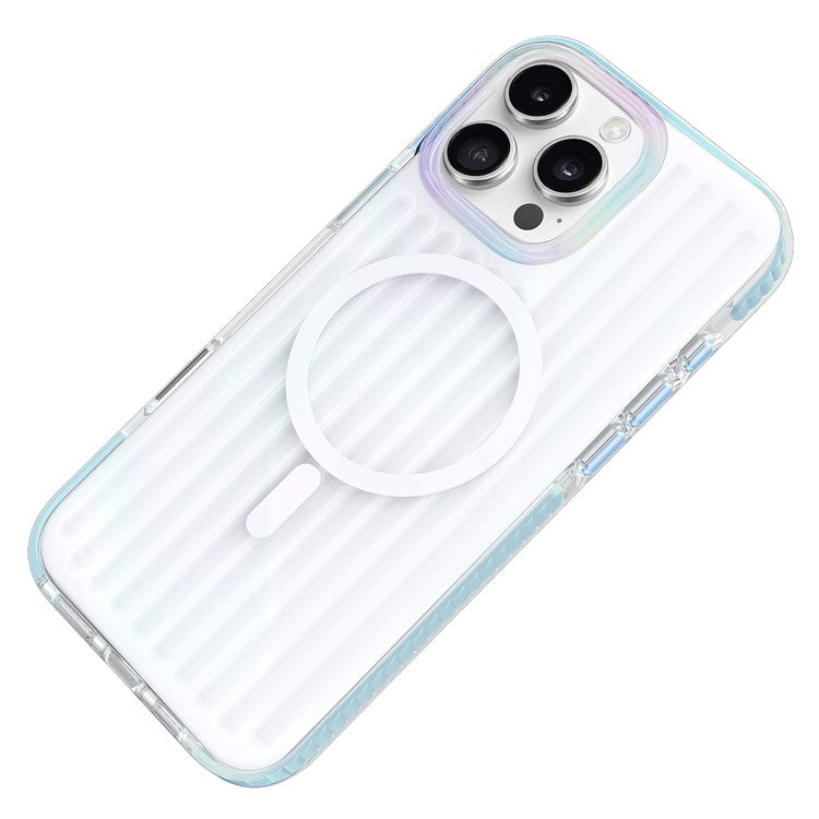 MUTURAL For iPhone 16 Pro Case Compatible with MagSafe TPU+PC Phone Back Cover Stripe Pattern