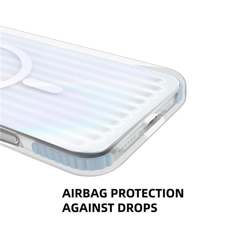 MUTURAL For iPhone 16 Pro Case Compatible with MagSafe TPU+PC Phone Back Cover Stripe Pattern