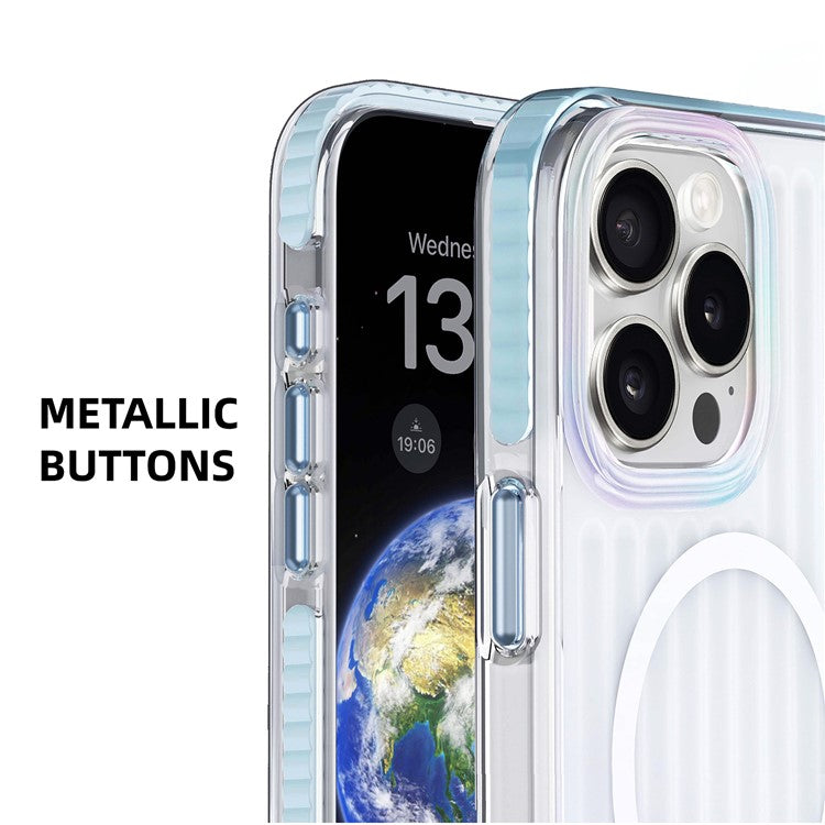 MUTURAL For iPhone 16 Pro Case Compatible with MagSafe TPU+PC Phone Back Cover Stripe Pattern