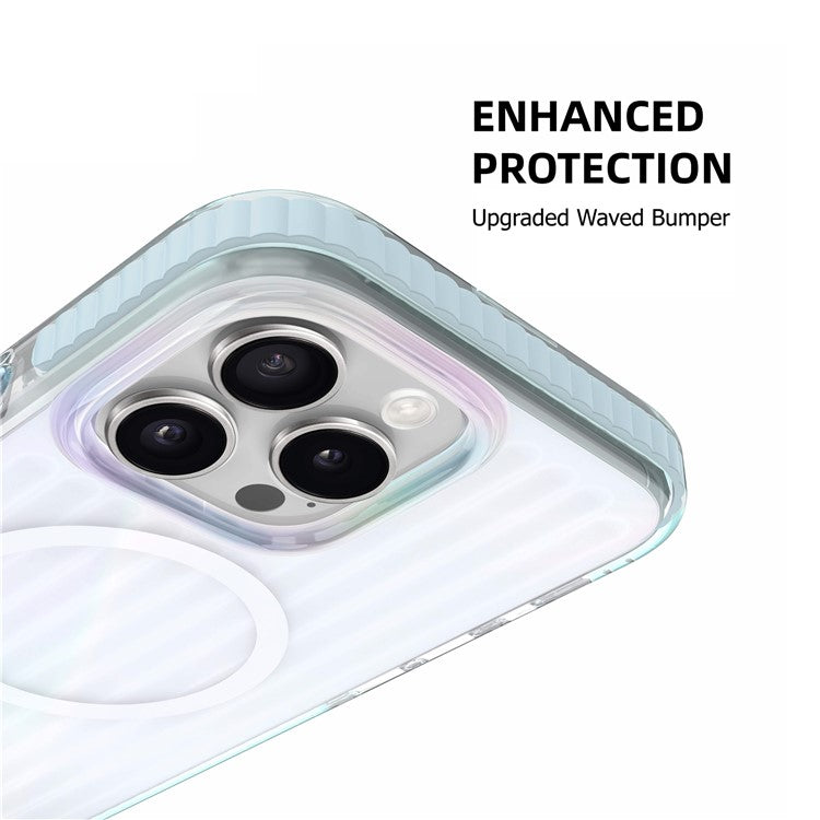 MUTURAL For iPhone 16 Pro Case Compatible with MagSafe TPU+PC Phone Back Cover Stripe Pattern