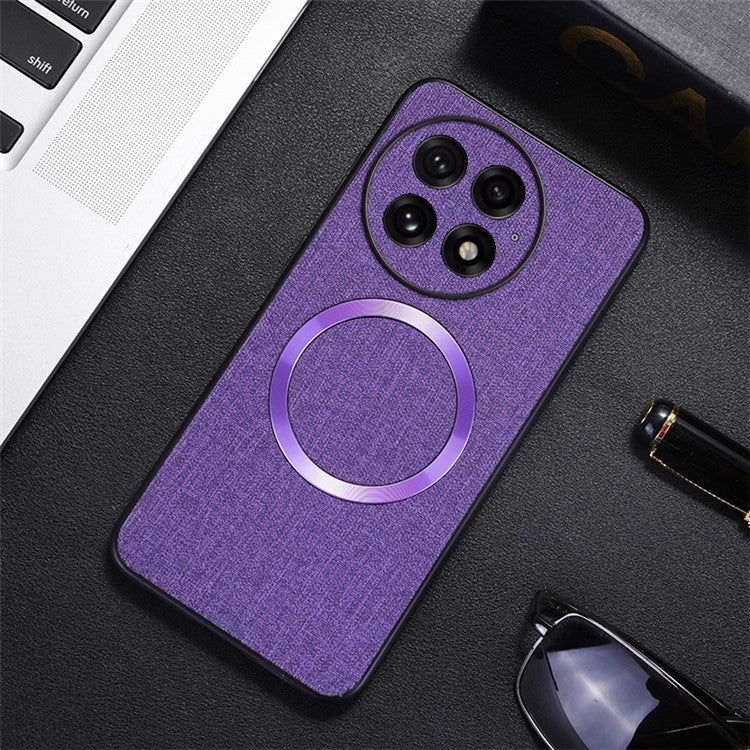 For OnePlus 13 Case Drop-Proof TPU+Cloth Back Phone Cover Compatible with MagSafe - Purple