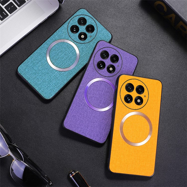 For OnePlus 13 Case Drop-Proof TPU+Cloth Back Phone Cover Compatible with MagSafe - Purple