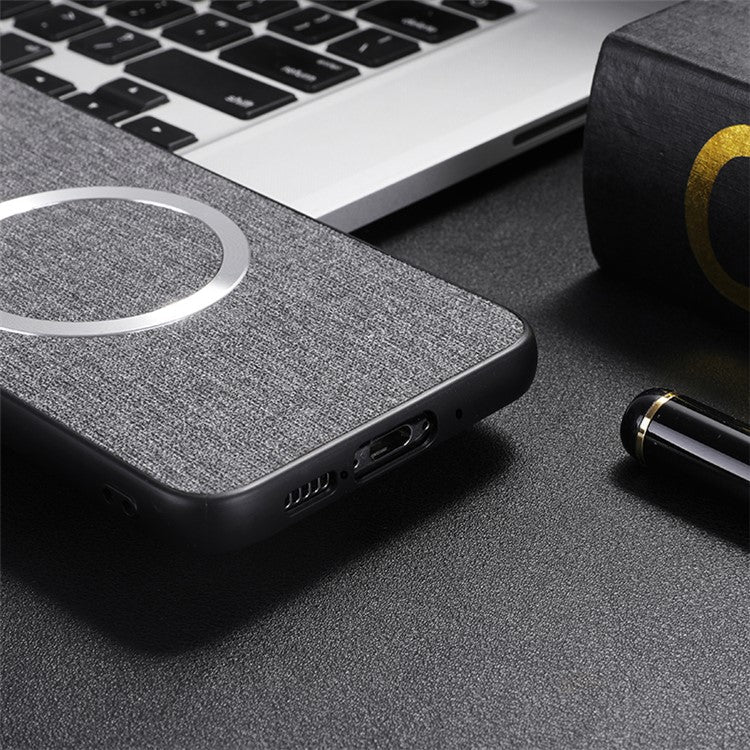 For OnePlus 13 Case Drop-Proof TPU+Cloth Back Phone Cover Compatible with MagSafe - Dark Blue