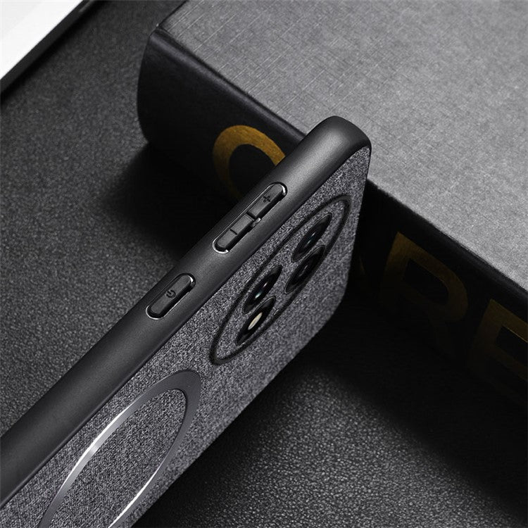 For OnePlus 13 Case Drop-Proof TPU+Cloth Back Phone Cover Compatible with MagSafe - Black