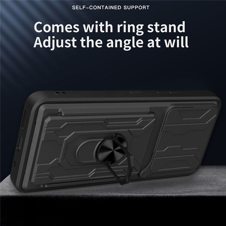 For Infinix GT 20 Pro 5G Case PC+TPU Kickstand Phone Back Cover with Camera Slider - Sapphire