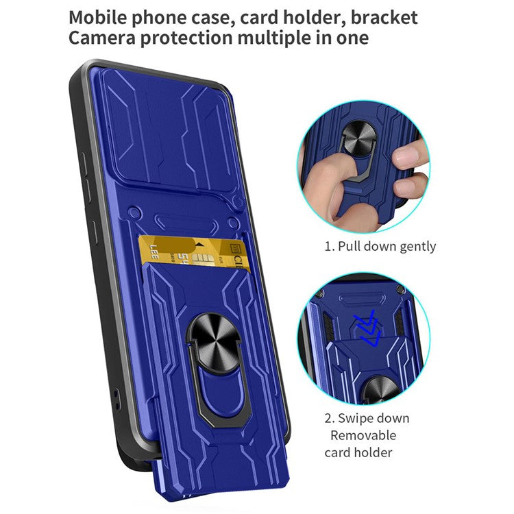 For Infinix GT 20 Pro 5G Case PC+TPU Kickstand Phone Back Cover with Camera Slider - Sapphire