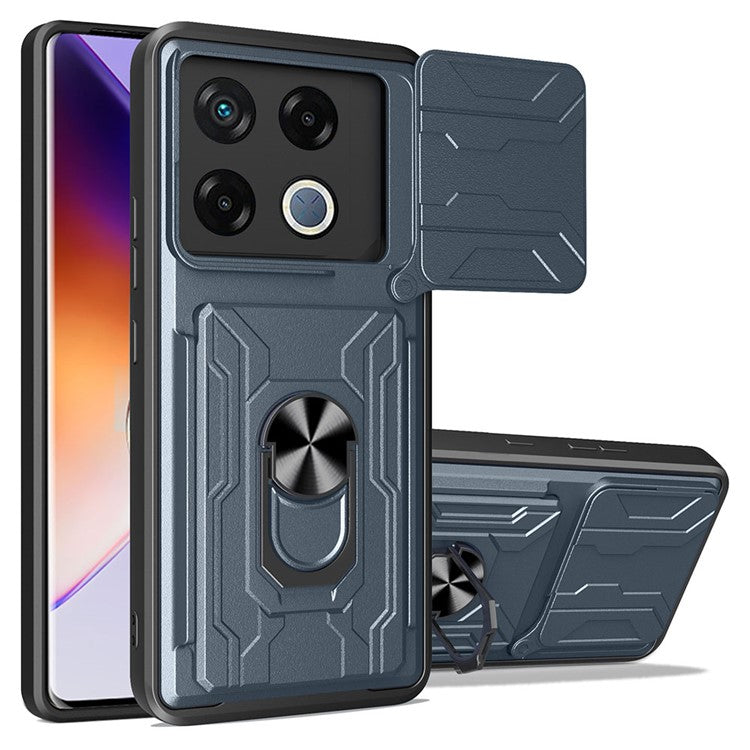 For Infinix GT 20 Pro 5G Case PC+TPU Kickstand Phone Back Cover with Camera Slider - Titanium Grey