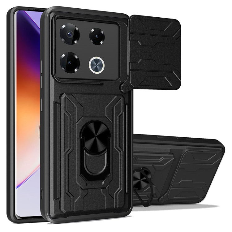 Phone Case For Infinix Note 40 Pro+  /  Note 40 Pro 5G  /  4G PC+TPU Kickstand Back Cover with Camera Slider - Black