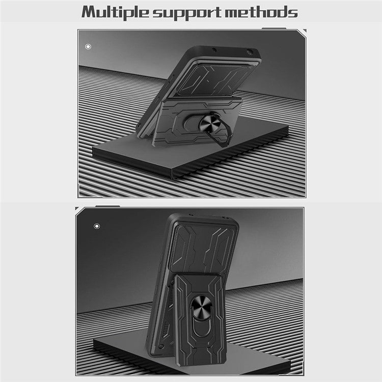 Phone Case For Infinix Note 40 Pro+  /  Note 40 Pro 5G  /  4G PC+TPU Kickstand Back Cover with Camera Slider - Sapphire